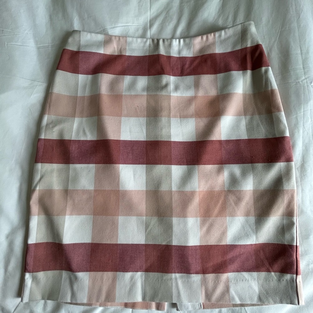 Ann Taylor Factory Pink Plaid Pencil Skirt
